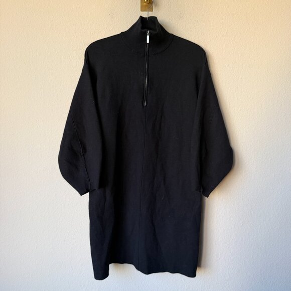 GESTUZ Black Zip Front Knit Mini Sweater Dress Size M - Picture 4 of 6